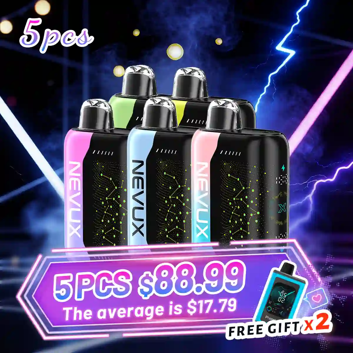 5-PCS NEVUX 40K combination package, optional flavor